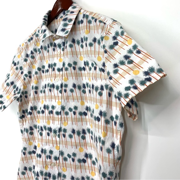 Men’s Cotton & Co Palm Tree Short Sleeve Casual Button Up Shirt Size Medium - Picture 5 of 16
